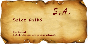 Spicz Anikó névjegykártya